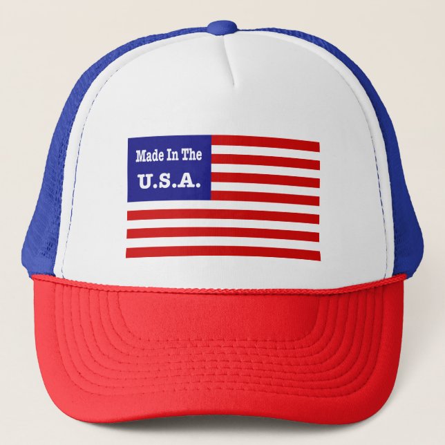 Casquette Fabriqué Aux États-Unis Rouge Blanc Et Bleu Drapea (Devant)