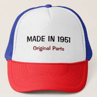 Casquette Fabriqué en 1951, Pièces originales, texte personn