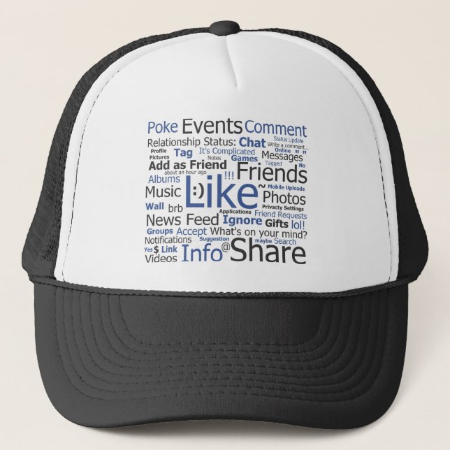 Casquette Facebook - comme, poussée, étiquetée, amis (Devant)