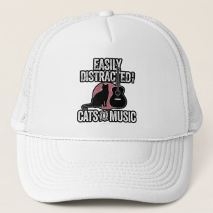 Casquette Facilement distrait par les chats et la musique