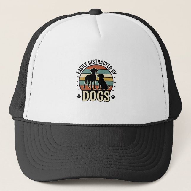 Casquette Facilement distrait par les chiens Design silhouet (Devant)