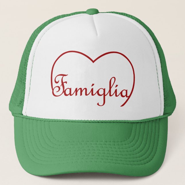Casquette Famiglia Italien Coeur de famille Rouge (Devant)