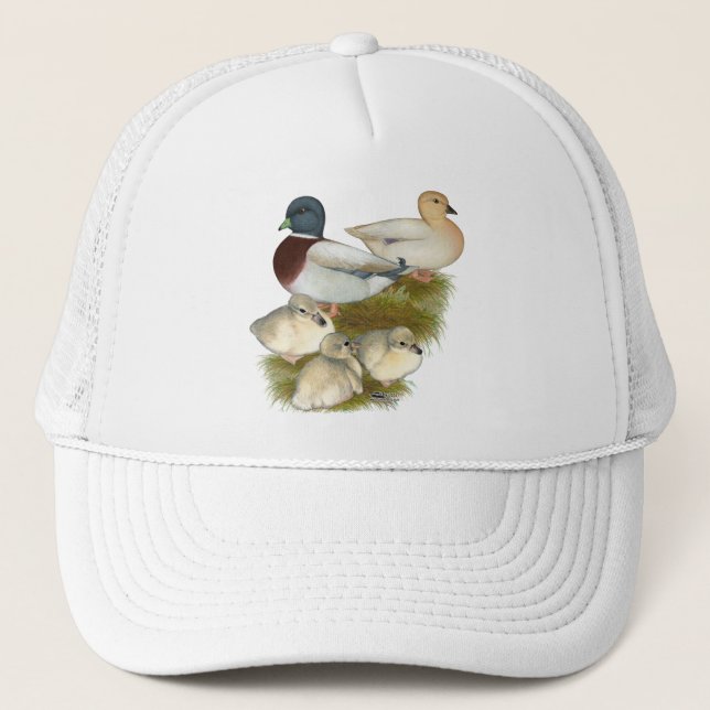 Casquette Famille de canards colverts pastel (Devant)