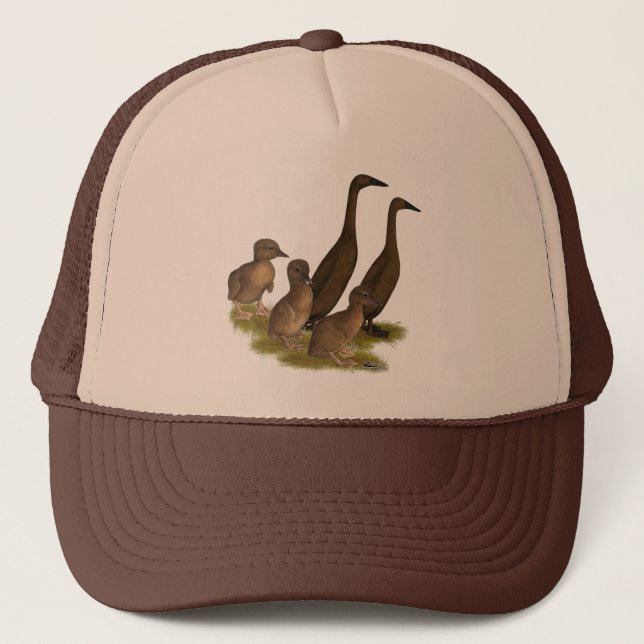 Casquette Famille de canards coureurs au chocolat (Devant)