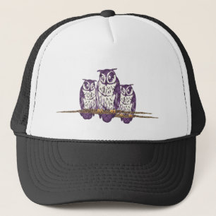 Casquette Famille de hibou géométrique stylisée violet
