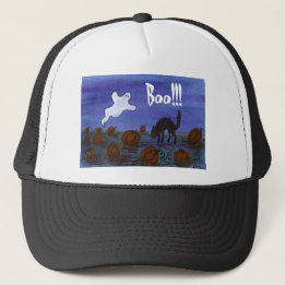 Casquette Fantôme et chat noir dans le Patch Citrouille Hall
