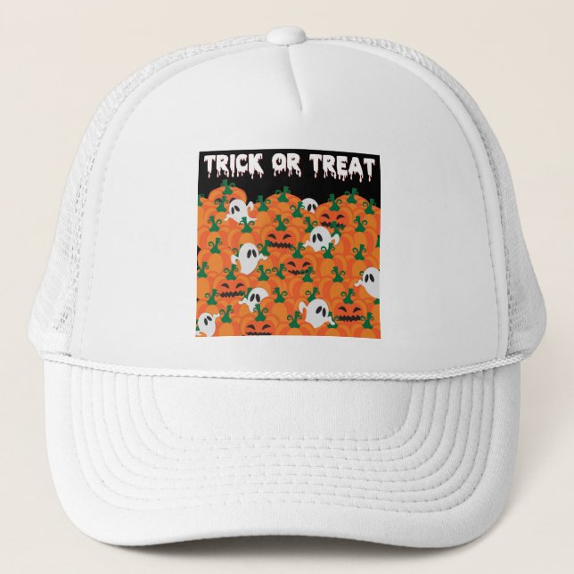 Casquette Fantômes d'Halloween Patch de citrouille hantée (Devant)