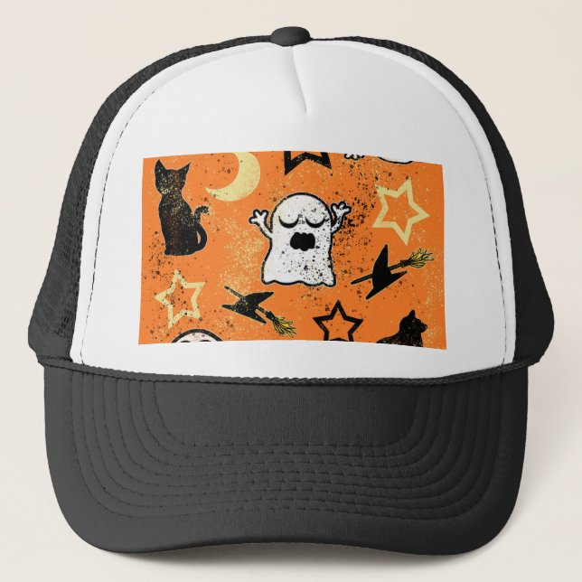 Casquette Fantômes et chats peints (Devant)