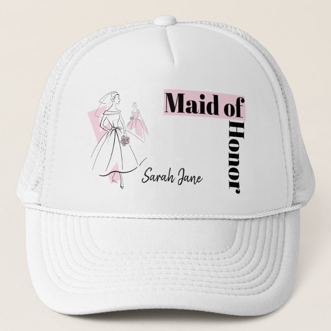 Casquette Fashion Bride Groupe rose domestique d'honneur cas (Devant)