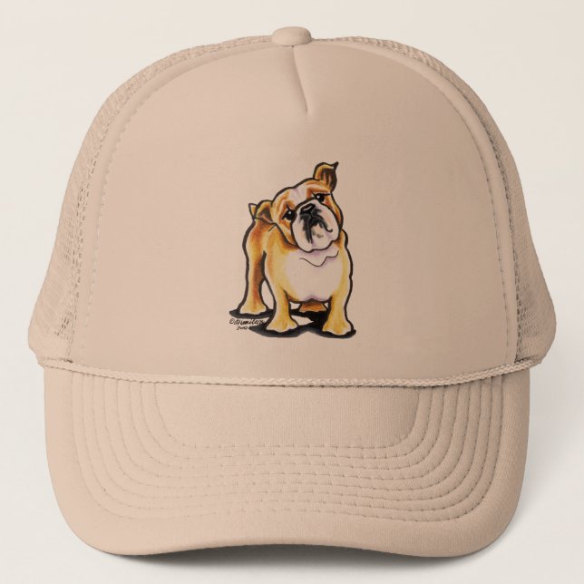 Casquette Fawn White English Bulldog Portrait (Devant)