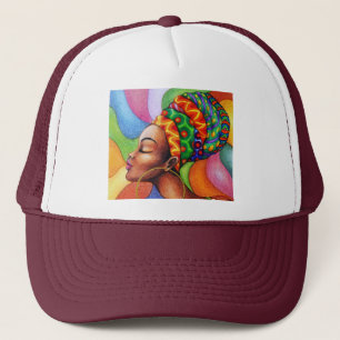 Casquette Femme africaine avec cire tissu traditionnel