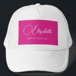Casquette Femme Bachelorée Parti Bridesmaid Nom Pink<br><div class="desc">Custom Ajouter Image Texte Ici Vêtements Vêtements Modèle Personnalisé Femmes Rose Blanc Bachelorette Party Bridesmaid Nom Baseball & Trucker Chapeaux.</div>