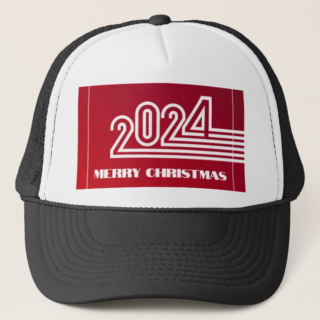 Casquette Festive Joyeux Noël 2024 Arrière - plan couleur ro (Devant)