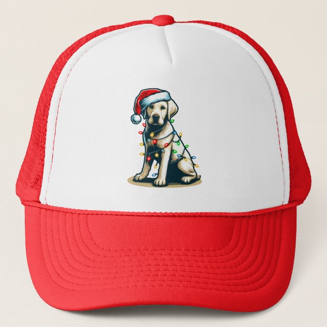 Casquette Festive Vacances Labrador Chien avec la lumière de (Devant)