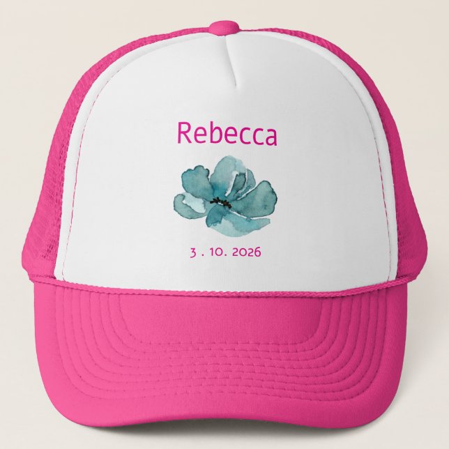 Casquette Fête cadeau rose et Turquoise Botanique Favoriser (Devant)