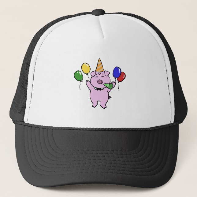 Casquette Fête d'anniversaire avec cochon mignon|choisir la  (Devant)