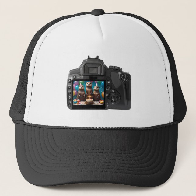 Casquette Fête D'Anniversaire De Otter À Viewfinder À Caméra (Devant)