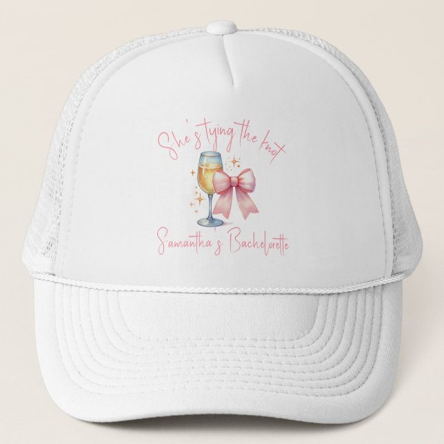 Casquette Fête de Bachelorette Nœud Rose Coquette  (Devant)