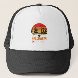 Casquette Fête de chat d'Halloween Sorcière Chaudron Silhoue