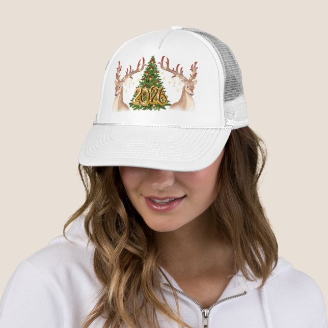 Casquette Fête festive de Noël 2026 du Renne  (En situation)