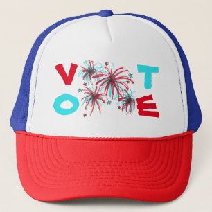 Casquette Feu d'artifice Patriotique Rouge Bleu VOTE Jour de
