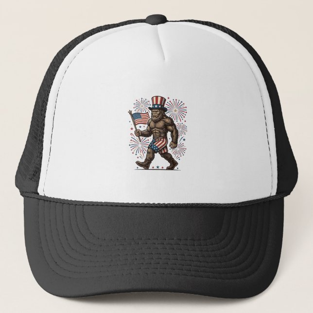 Casquette Feu d'artifice patriotique Sasquatch Gravure vinta (Devant)