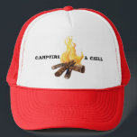 Casquette Feu de camp et feu de camp Camping Aquarelle<br><div class="desc">Regardez ce casquette drôle. Modifiez le texte et les couleurs si vous le souhaitez. N'oubliez pas de visiter ma boutique pour plus de designs !</div>