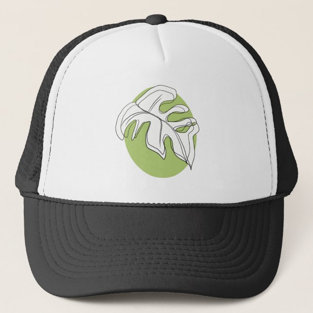 Casquette Feuille de Monstera abstraite dessinée à la main e (Devant)