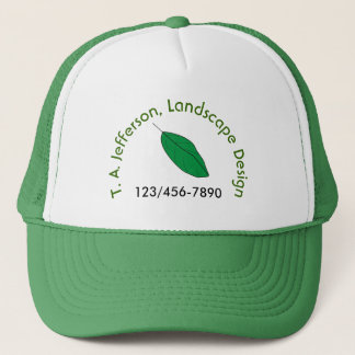 Casquette - Feuille verte avec texte courbe