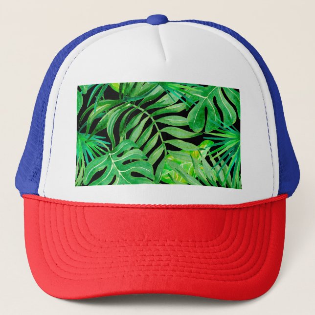 Casquette Feuilles d'aquarelle tropicale : Élégance transpar (Devant)