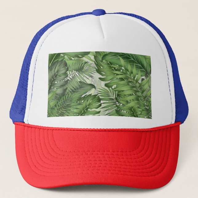 Casquette Feuilles de jungle tropicale : arrière - plans flo (Devant)