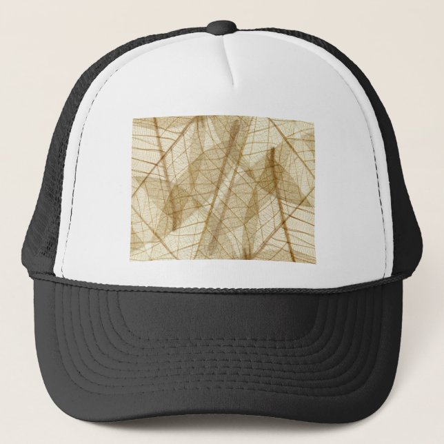 Casquette Feuilles en dentelle beige crème pâle (Devant)