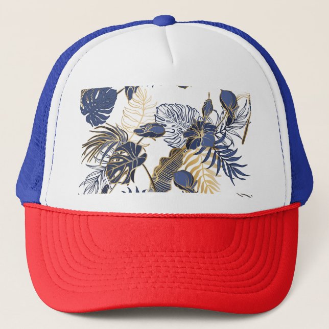 Casquette Feuilles tropicaux, arrière - plan sans couture da (Devant)