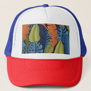 Casquette Feuilles tropicaux, motif sans couture fleurie.