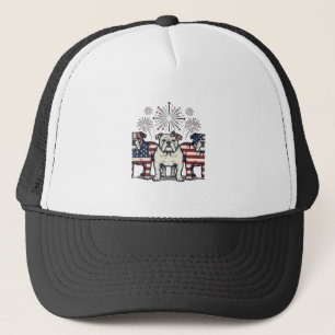 Casquette Feux d'artifice de Bouledogue patriotique Gravure