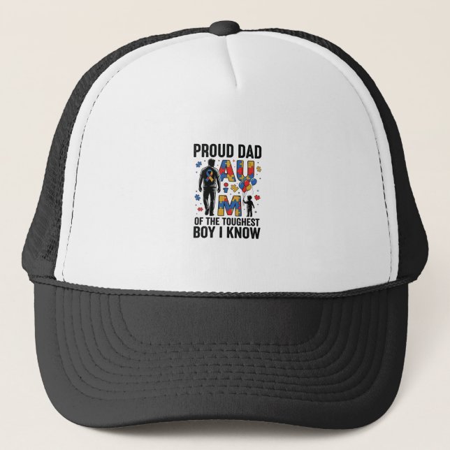 Casquette Fier papa Autisme Garçon le plus dur Design vector (Devant)