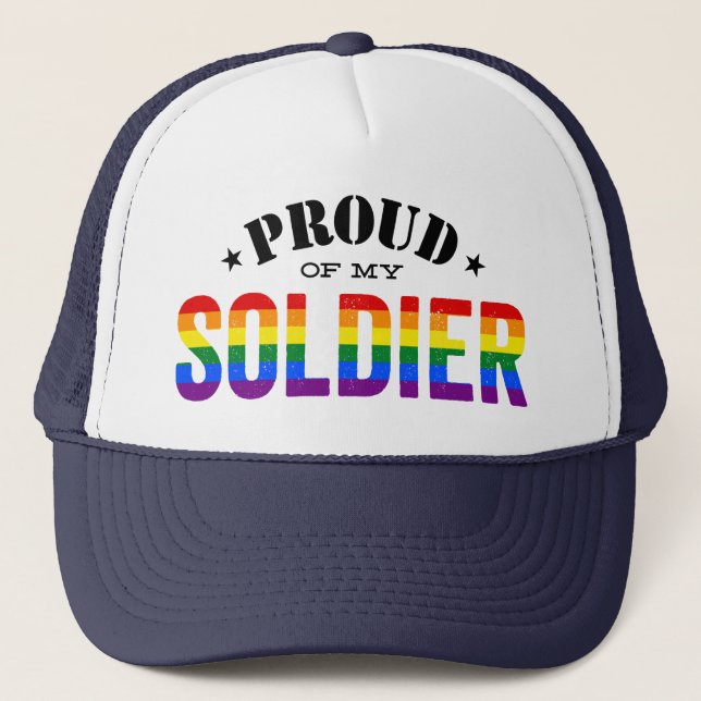 Casquette Fière de mon drapeau arc-en-ciel de soldat gay (Devant)