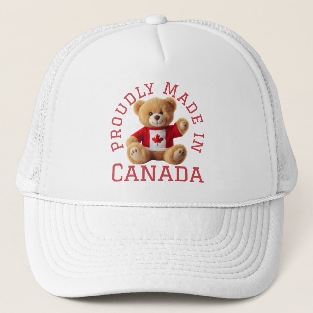 Casquette Fièrement fait au Canada avec ours en peluche (Devant)