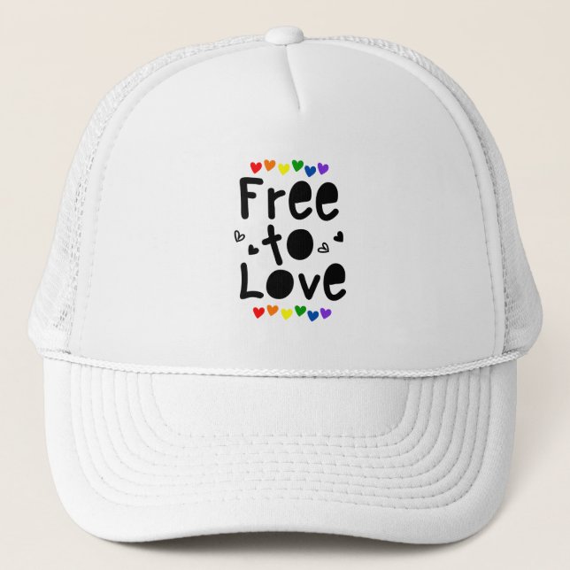 Casquette Fierté Coeurs arc-en-ciel libre d'amour (Devant)