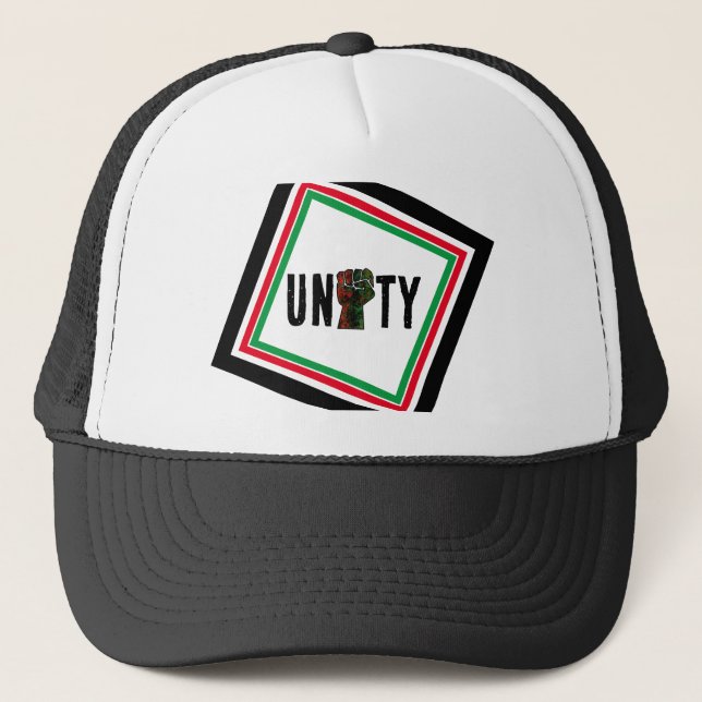 Casquette fierté noire drapeau rouge vert poing panafricain  (Devant)