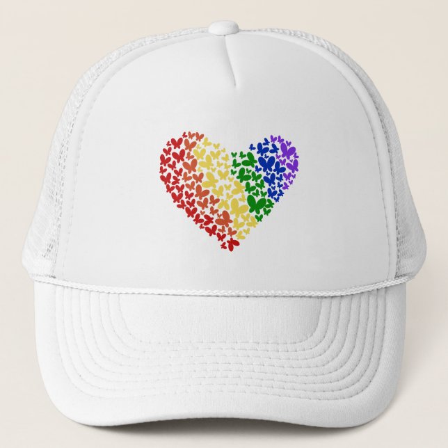 Casquette Fierté Papillon Coeur - LGBTQ+ Couleurs du drapeau (Devant)