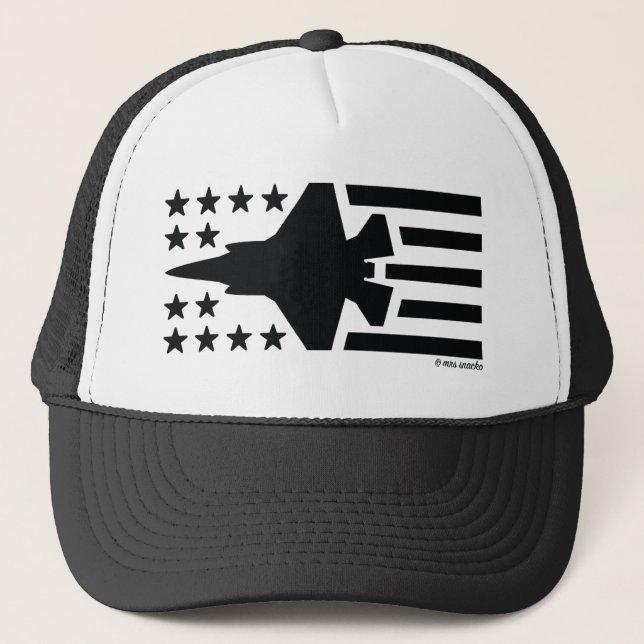 Casquette Fighter Jet F-35 Étoiles et rayures noires (Devant)