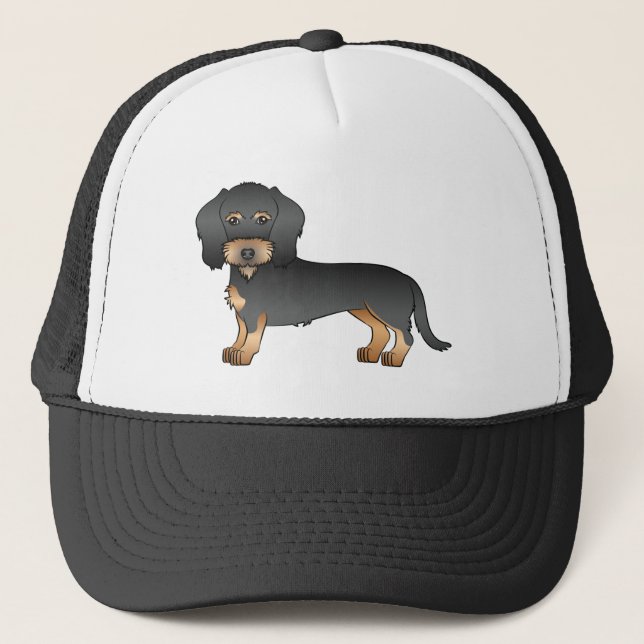 Casquette Fil noir et tan Haired Dachshund Chien de dessin (Devant)