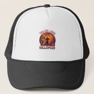 Casquette Fille aime Halloween Sorcière Citrouilles Chauves-