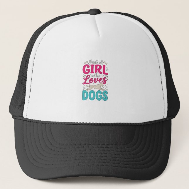 Casquette Fille aime les chiens Typographie de gravure vinta (Devant)