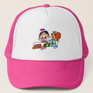 Casquette Fille aux cheveux noirs avec T-shirts de cadeaux d