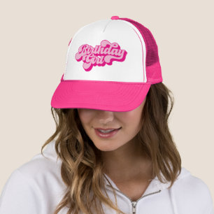 Casquette Fille d'anniversaire rose chaud rétro