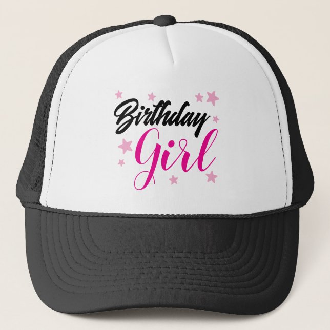 Casquette Fille d'anniversaire sur un chapeau de camion (Devant)