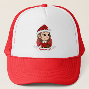 Casquette Fille de Noël aux cheveux bruns ondulés