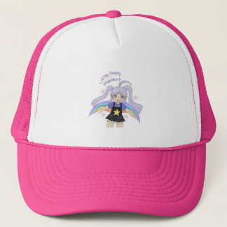 Casquette Fille Heureuse Illustration Dessinée à la Main – P